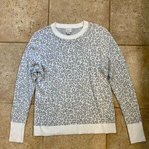 A New Day White and Gray Leopard Print Sweater